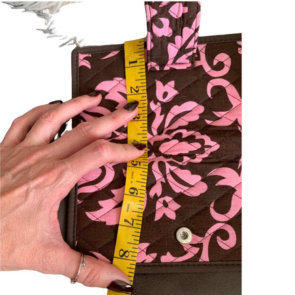 Belvah Pink/Brown Quilted Cotton Damask Wallet - Picture 4 of 6
